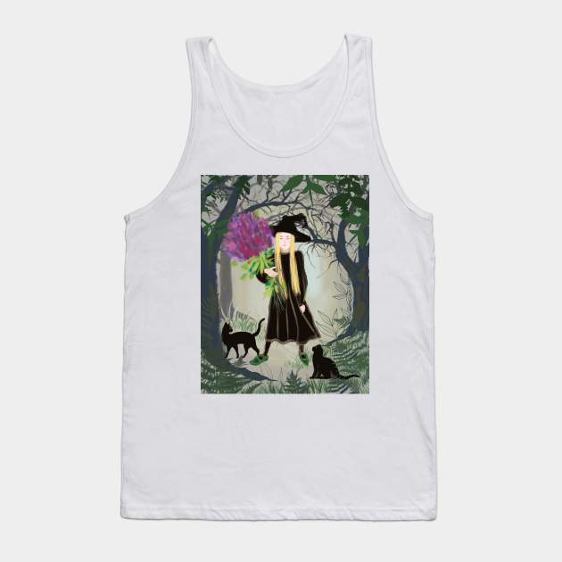 Woodland Witch with a bouquet Tank Top by Orangerinka